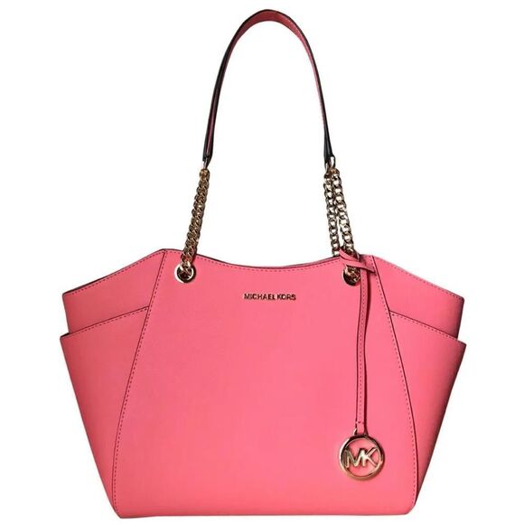 Michael Kors Jet Set Large Saffiano Leather Shoulder Bag Pink - Picture 1 of 11